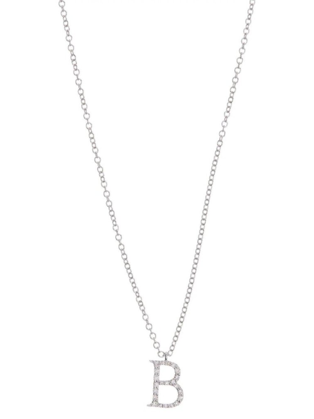 Meira T 14K White Gold Link Chain Letter B Diamond Initial Necklace